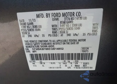 2014 Ford Explorer Limited z USA, uszkodzony, nr VIN 1FM5K8F88EGB14852